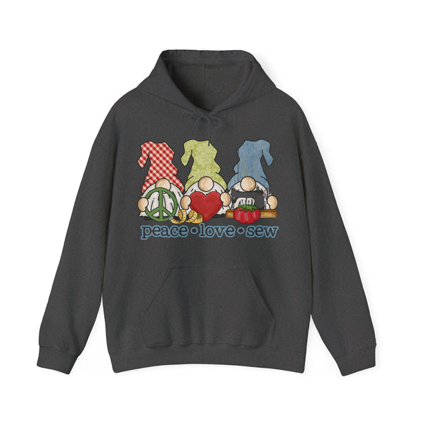 Peace, Love, Sew Gnomes Unisex Heavy Blend™ Hooded Sweatshirt