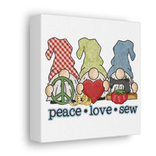 Peace, Love, Sew Gnomes - Canvas Gallery Wraps - White