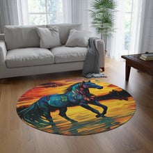 Colorful Modern Horse Round Rug