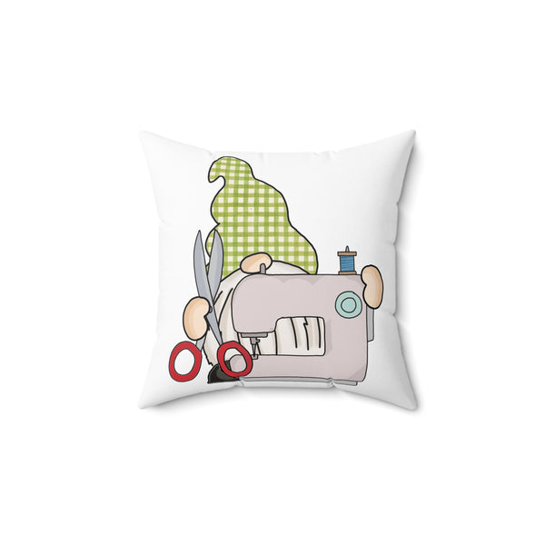 Gnome & Sewing Machine 2 Spun Polyester Square Pillow