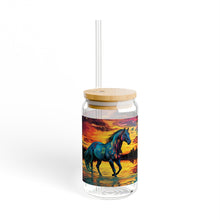 Colorful Modern Horse Sipper Glass, 16oz