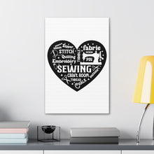 Black Sewing Word Cloud - Canvas Gallery Wraps