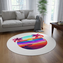 Colorful Beach Sunset Round Rug