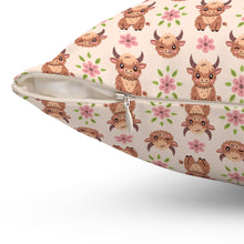 Cartoon Baby Highland Cow Spun Polyester Square Pillow