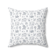Outlined Sewing Elements Spun Polyester Square Pillow