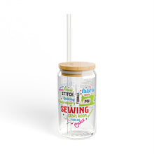 Colorful Sewing Word Cloud Sipper Glass, 16oz