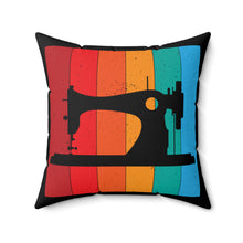 Retro Sewing Machine Spun Polyester Square Pillow - Black