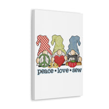 Peace, Love, Sew Gnomes - Canvas Gallery Wraps - White