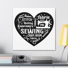 Black Sewing Word Cloud - Canvas Gallery Wraps