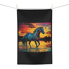 Colorful Modern Horse Microfiber Tea Towel - Black