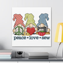 Peace, Love, Sew Gnomes - Canvas Gallery Wraps - White