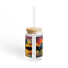 Colorful Modern Horse Sipper Glass, 16oz