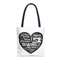 Black Sewing Word Cloud Tote Bag