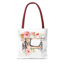 Blue Floral Sewing Machine Tote Bag