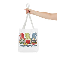 Peace, Love, Sew Gnomes Tote Bag