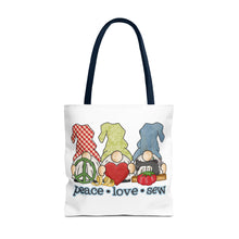 Peace, Love, Sew Gnomes Tote Bag