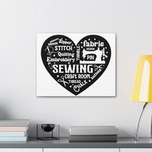 Black Sewing Word Cloud - Canvas Gallery Wraps